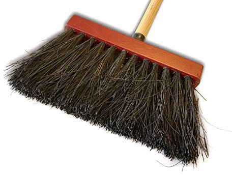 Balai de ménage Piassava Type Mickey | 3 Rangs | Largeur 25 cm | Douille vissante | Manche Bois 1,25 m | Garage et Terrasse | Kibros 2341b