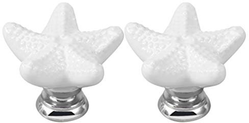 CLISPEED 2 Stücke Keramik Knöpfe Knauf Seestern Form Schrankknöpfe Möbelknöpfe Schubladenknöpfe Türknöpfe Set Türknauf Möbelgriffe Türgriffe Schrankgriffe