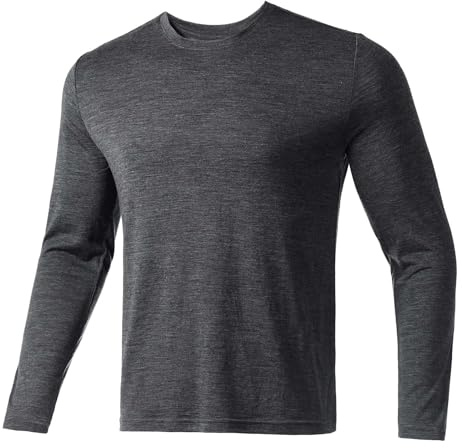Merino Protect 100% sous Vetement Laine Merinos Homme Douces Chemises à Manches Longues Résistance aux Odeurs Pull pour la Chasse et la Randonnée