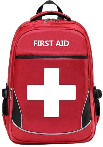 Camoredy First Aid Bag Empty Red Emergency Medical Bag First Responder Trauma Backpacks Multi-Pocket Traveling Field Trips Camping Essentials (Red, 1 Piece)