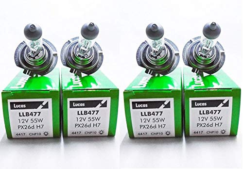 UKB4C 4 x Lucas H7 Headlight Headlamp Bulb 499 477 12V 55W 'E' Marked Dipped Beam (2 Pin)