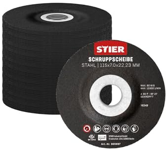 STIER Schruppscheiben, 10 Stück, MADE IN GERMANY, Maße 125 x 7,0 x 22,23; Form 27, gekröpfte Ausführung, erhöhte Zerspanungsleistung, lange Lebensdauer, 80 m/s Arbeitsgeschwindigkeit
