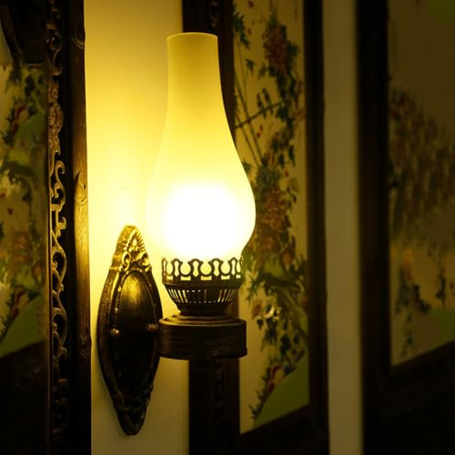 Lfoute Vintage Antik Wandleuchte Kreativ Industrial Wandlampe E27 Glas Lampenschirm Weiß Wohnzimmer Schlafzimmer Innenhof Flurlampe Rustikale Innen Außenwandleuchte,a