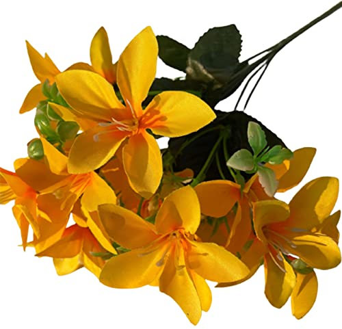 EESLL 6 flores artificiales de lirio, 13.8 pulgadas, 18 cabezas, ramos de lirios de tigre sintético, ramos de boda, flores falsas de tacto real para decoración de fiestas en el hogar
