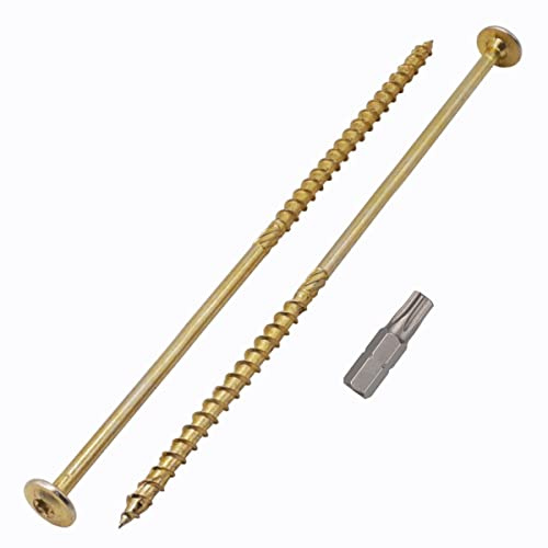 Lot de 4 vis à bois en acier galvanisé - Tête Torx - Tête gaufrette - Vis à bois partiellement filetée (4, 8,0 x 200 mm)