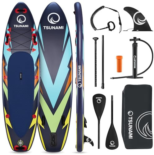 4FIZJO TSUNAMI SUP Board zum Paddeln Aufgeblasen Stark Leicht Sehr langlebig PWF + Dropstitch-Fasern Set mit 10 Elementen Interessantes Design T08.