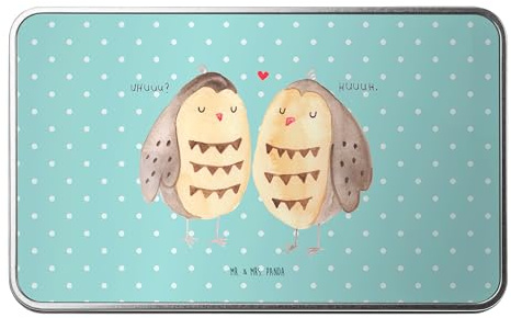 Mr. & Mrs. Panda Metalldose rechteckig Eulen Liebe - Geschenk, Aufbewahrungsbox, Container, Keksdose, Aufbewahrungsdose, Blechdose, Freundin