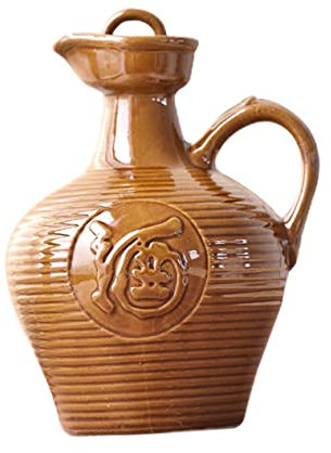 UPKOCH Household Wine Container Portable 6.7 Inch Terracotta Wine Jug with Handle and Lid for Home Accessory and Drinking