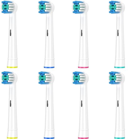 8er Aufsteckbürsten Kompatibel mit Oral B Vitality Pro, Genius X, Pro 3 5000, PRO 3 3800, Smart Sensitive, Zahnbürstenaufsatz für Oral B Elektrische Zahnbürste, Aufsätze von Rebeool, Weiß