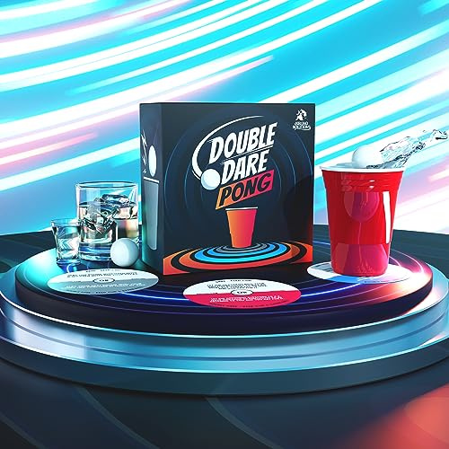 Sibling Solutions Double Dare Pong Game - Beer Pong with 3 Card Levels - Fun and Competitive Beer Games for Unforgettable Parties and Gatherings