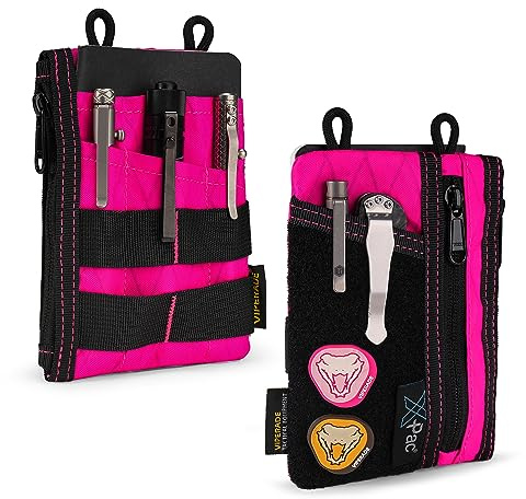 VIPERADE VE16 Pocket Organizer, EDC Pouch for Men, 7 Pockets EDC Pocket Organizer EDC Pouch for Everyday Carry, Multitool Pocket Pouch Wallet for EDC Gears, Pocket Pouch for Men (XPAC-Hot Pink)