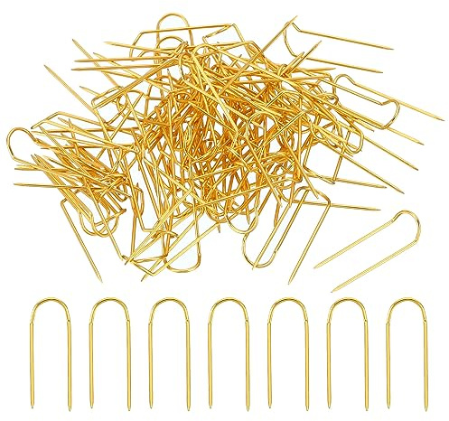 PATIKIL Fourchette Épingles, 100 pcs INOX Acier Couture U-Épingles 0.9 Double Blocage Broche pour Couture Bijoux Tissu Artisanat DIY, Doré