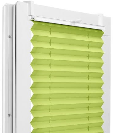 Fenster DEKOR - Plissee Klemmfix ohne Bohren Breite 55 cm x Höhe 200 cm - Fenster Plissees innen Limettengrün - Faltrollo Blickdicht - Faltrollos einfach zu montieren - Blissett Rollo