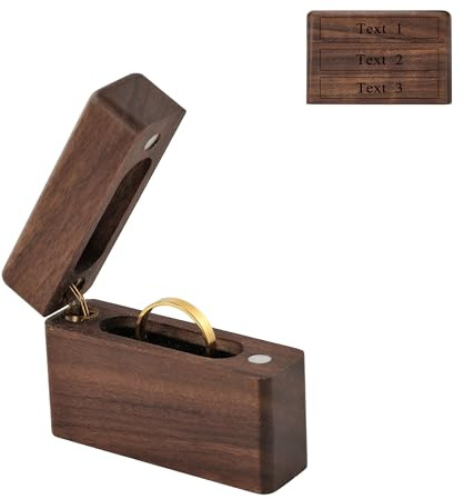 ACBungji Ringbox mit Gravur Massive Walnuss Holz Ringschatulle Personalisiert Ringkissen Ringkästchen Ring Schatulle Aufbewahrung Ringträger Box für Hochzeit Verlobung Heiratsantrag Jubiläen