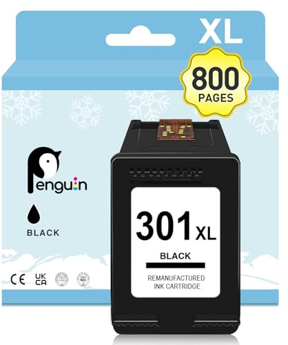 Penguin 301XL Druckerpatronen für HP 301 XL Schwarz für Officejet 2620 4630 Deskjet 1000 2000 2050 3000 3510 3050 Envy 4500 5530 Wiederaufbereitete Druckerpatronen(1 schwarz)