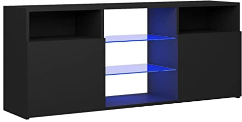 QZZCED Meuble TV avec lumières LED - Noir - 120 x 30 x 50 cm - Pour salon, chambre à coucher - Appareil de divertissement