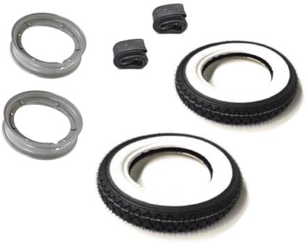 Weißwand Reifen Felgen Satz 3.50-10 passend für Vespa PK PX Sprint XL 80 100 125 150 Rally T5 Lusso LML Star 125 150 Motovespa – Komplettradsatz inkl. Reifen & Felgen