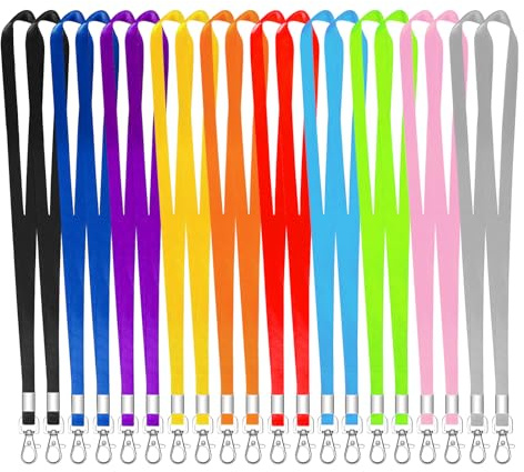 20PCS Colorful Lanyards for Neck, Lanyards for ID Badge, Lanyard with Metal Swivel Hook for ID Card Badge Holder