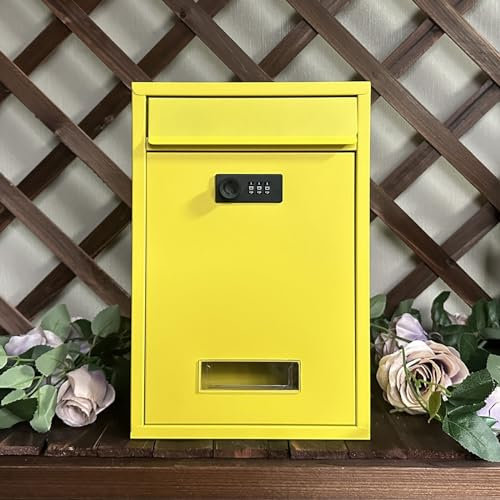 HJYryhyfddply Briefkasten, Briefkästen Zur Wandmontage mit Zahlenschloss, Briefkästen Zur Wandmontage Im Außenbereich, Briefkästen for Den Außenbereich, Perfekt for Briefeinwürfe(Yellow)