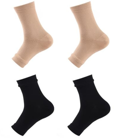 WMUVAZA Calze a Compressione Graduata Uomo Donna, 2 paia gambaletti microfibra, Calzini Contenitivi, per Vene Varicose Circolazione Gravidanza, nero, colore della carne, L/XL