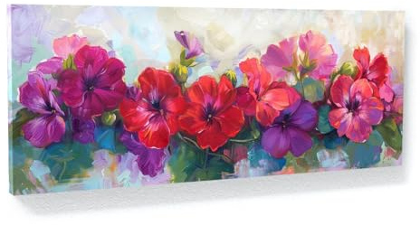 Sense Canvas Lienzo decorativo con diseño de geranio Sunlit Glow 13, decoración del hogar, póster grande de 40 x 16 pulgadas