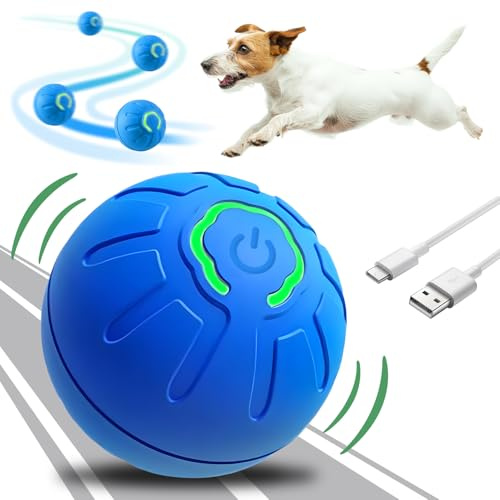 xinrongda Interaktives Hundespielzeug, Magic Ball Hund, Interaktiver Spielball für Hunde, Selbstrollender Ball Hundespielzeug mit LED-Licht, USB Wiederaufladbares Aktiver Rollender Balls für Kätzchen
