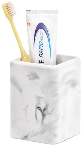 Luxspire Porte-brosses à Dents, Gobelets à Brosses en Diatomite à Dents à Séchage Rapide pour la Salle de Bain, Porte-brosses à Dents Électriques et Porte-Dentifrice, Marbre