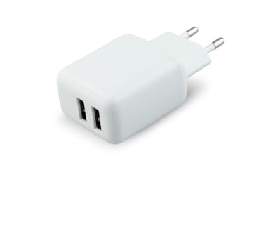 Adaptador USB Doble 12W, Carga rápida, Compatible con múltiples Dispositivos, Ideal para Cargar Smartphones y tabletas simultáneamente.