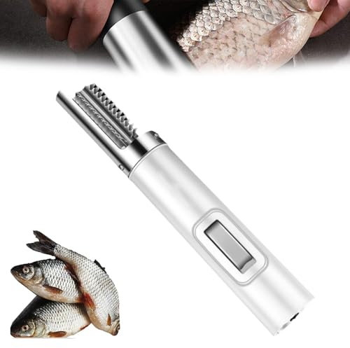 VoOqo Electric Fish Scaler Remover, Cordless Electric Fish Scaler Tools, Portable Design, Rechargeable Battery, Anti-splash waterproof Easy to clean Powerful Motor white