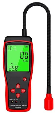 Probador de detectores de fugas de gas Detector digital de gas combustible Analizador de gas Localización de fugas de gas natural inflamable Medidor Probador de gas Alarma de luz y sonido Con amplio r