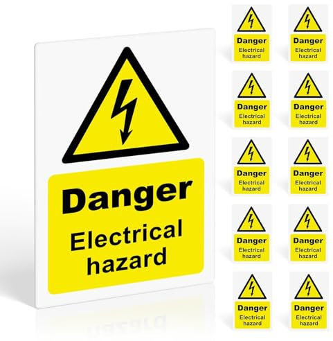 10Pcs Danger Electrical Hazard Stickers, 150x100mm Self-Adhesive Vinyl Sticker, Matte Finish, Safety Warning Signs for Electrical Areas