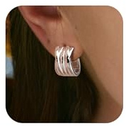 Silber 925 Creolen Ohrringe, ALEXCRAFT Silber 925 Ohrringe Ketten Twist Ohrring Oval Silberen Creolen Groß Klobig Dick Leicht Breit Chunky Ohrring Knorpel Kreolen Huggie Kleine Creole Damen Frauen