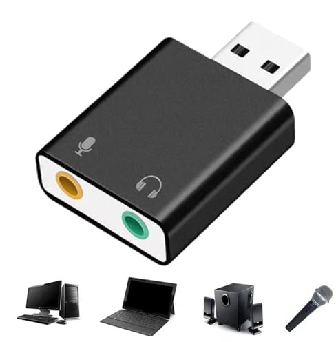 Adaptateur de Carte USB, Carte Son USB pour PC Adaptateur de Carte Son | Équipement de carte USB Plug And Play, accessoires de carte son pour ordinateurs portables et ordinateurs