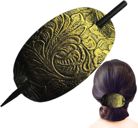Haarnadel aus Leder mit Stab, Haarspange aus Kunstleder | Haarstab Pferdeschwanz Haarnadel für Frauen Langes Haar Leder Haarschmuck