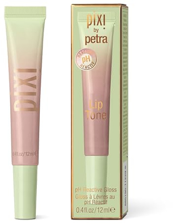 Pixi Beauty LipTone pH Reactive Lip Gloss in Naturalness | Color Changing Tinted Lip Balm with Rosehip Oil & Shea Butter | Non-Sticky Mirror-Shine Finish | 0.4 fl oz