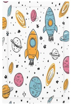 Mexpekil Hand Drawn Colored Space Planets Rockets Light Switch Cover, 1 Gang Single Blank Wall Plates, Decorative Outlet Covers Switchplate for Home Office