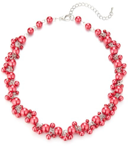 Bulinlin Perlen Kette Damen Perlen Statement Choker Kette Boho Bunt Modeschmuck Geburtstag Geschenke für Frauen
