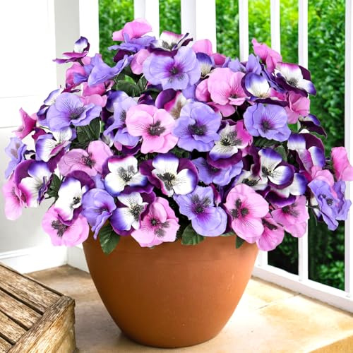 SOMYTING Konstgjorda blommor, 10 buntar konstgjorda blommor som riktiga konstgjorda balkongväxter, konstgjorda blommor, konstgjord bukett, UV-resistent falska konstgjorda blommor, balkonglåda