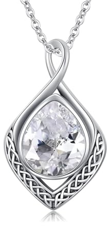 enjoylifecreative Keltischer Knoten Halskette für Damen 925 Sterling Silber Unendlichkeitszeichen Geburtsstein Anhänger Kette Keltischer Schmuck Geschenk für Frauen Mädchen