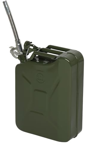 Metal Gas Can with Flexible Spout, Portable Fuel Tank Petrol Diesel Storage Can Water Container for Automobile Vehicle Off Road Emergency Supply (20L, Army Green)