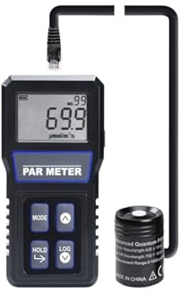 Digital Light Meter, Digital PAR Meter Full Spectrum Sensor Photosynthetic Activity IP68 for Aquarium Reef Tank Plant PPFD Tester LCD Display,for LED Lights and Plants Meter