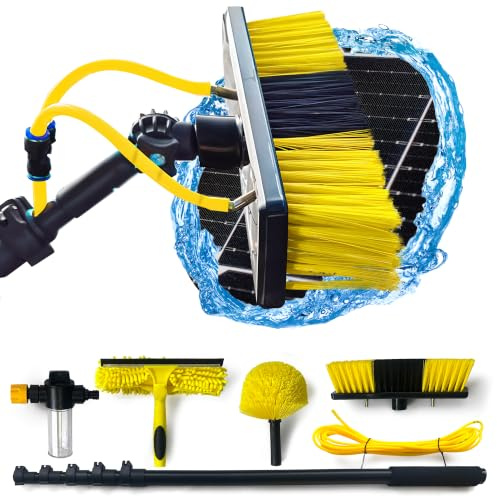 Pro Telescopic Water-Fed Cleaning Pole – 15ft (4.6m) Lightweight Aluminium Kit with 3 Brush Heads – For Solar Panels, Windows & More