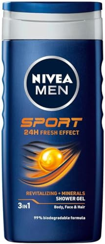 NIVEA MEN Sport, Limettenparfüm, All-in-1, 500 ml, Dusch-Shampoo und Schaumbad für Herren, 500 ml, 6 Stück, revitalisierend für Gesicht, Körper und Haare