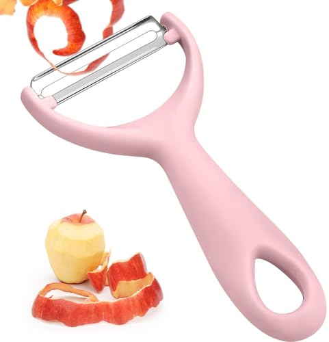 Vegetable Peelers for Kitchen, Stainless Steel Blade Potatoes Carrot Peeler Y Shape, Ergonomic Handle, Fruit Peeling Tool (Pink)
