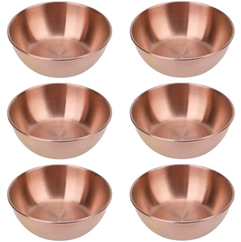CRASPIRE 6Pcs Mini Stainless Steel Sauce Dishes Dipping Bowls 3.2in Individual Rose Gold Round Seasoning Sushi Ingredient Bowls Appetizer Plates Condiment for Kitchen Home Restaurant BBQ Party Decor