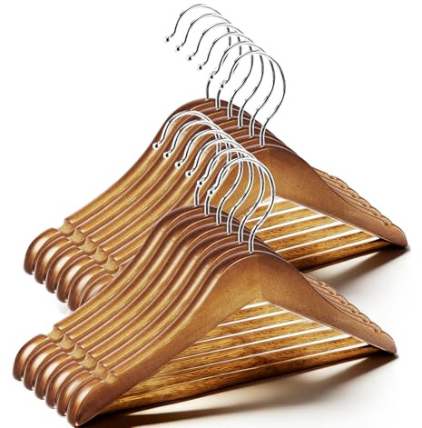 Grucce appendiabiti per bambini, 12 pezzi, in legno, con gancio girevole a 360°, lunghezza 30 cm, perfetto per i vestiti dei bambini