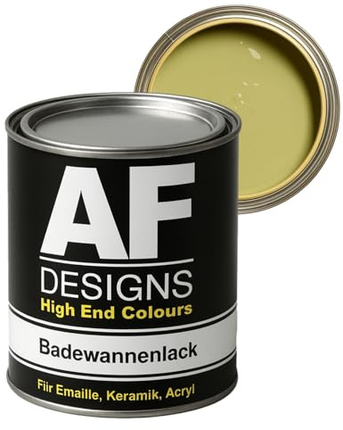 Alex Flittner Designs Badewannenlack in Grünbeige RAL1000 hochglänzend | Hochwertiger 2K Badewannenlack mit Härter - Extrem strapazierfähiger Emaille - Lack für Badewannen, Duschen, Waschbecken und