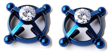 Lot de 2 faux anneaux de tétons en acier inoxydable pour femme, bijoux délicats et tendance (bleu) V1-B1