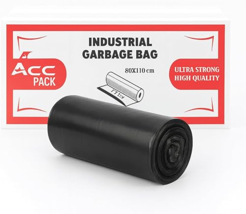 Bolsas de basura de gran capacidad -100 unidades. Bolsas de basura 130L (80×110 cm) - Ultra resistentes, alta calidad - Uso doméstico e industrial