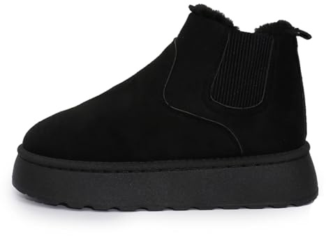 Stivali Ragazza Scarpe Pelliccia Donna Neve Bambino Antinfortunistiche Uomo Invernali Scarponcino Scarponi da Sci Scarpa Invernale con Flock Nero 40